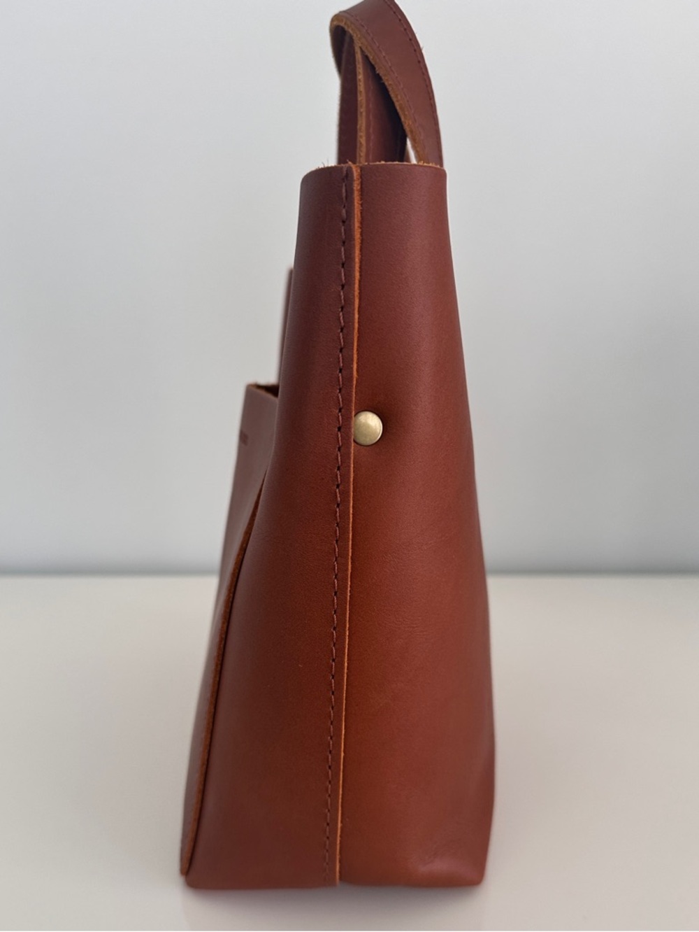 Portland Leather Goods Mini Crossbody Tote Handbag in Honey - Picture 5 of 12